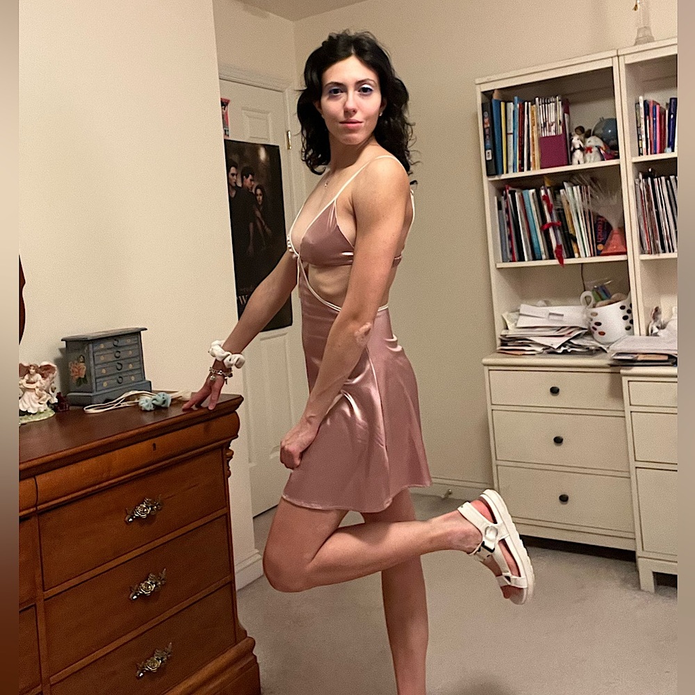Satin cutout mini dress